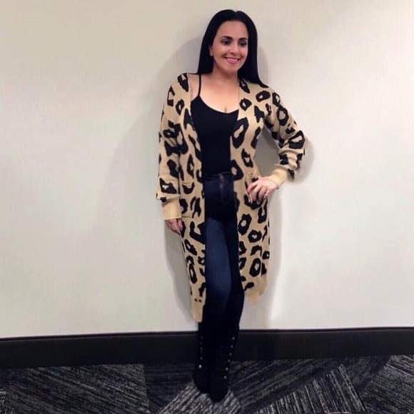 Sweaters - Leopard Cardigan